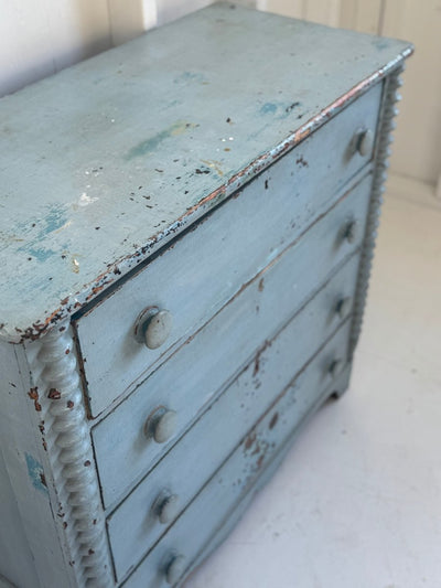 Antique Jenny Lind Cottage Pine Dresser - Blue - Diamonds & Rust