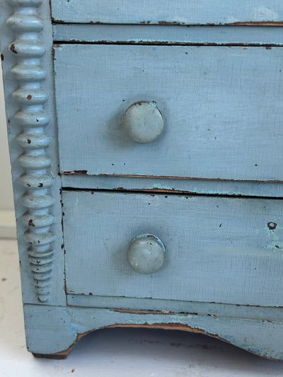 Antique Jenny Lind Cottage Pine Dresser - Blue - Diamonds & Rust