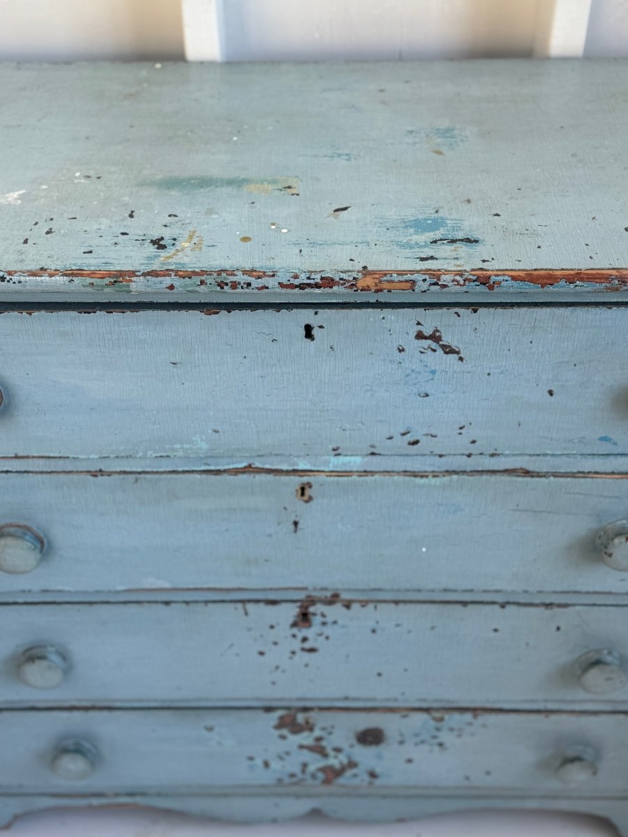 Antique Jenny Lind Cottage Pine Dresser - Blue - Diamonds & Rust