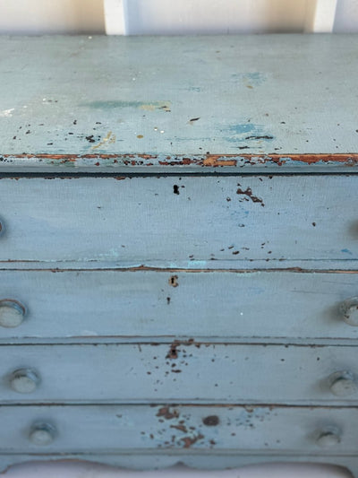 Antique Jenny Lind Cottage Pine Dresser - Blue - Diamonds & Rust