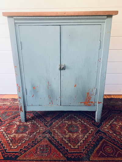 Antique Painted Blue Cabinet - Diamonds & Rust