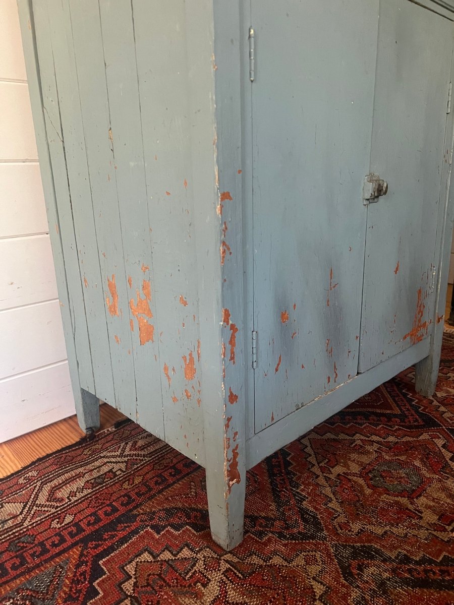 Antique Painted Blue Cabinet - Diamonds & Rust