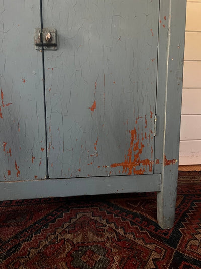 Antique Painted Blue Cabinet - Diamonds & Rust
