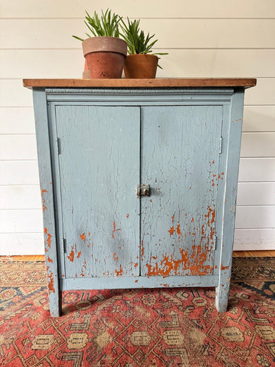 Antique Painted Blue Cabinet - Diamonds & Rust
