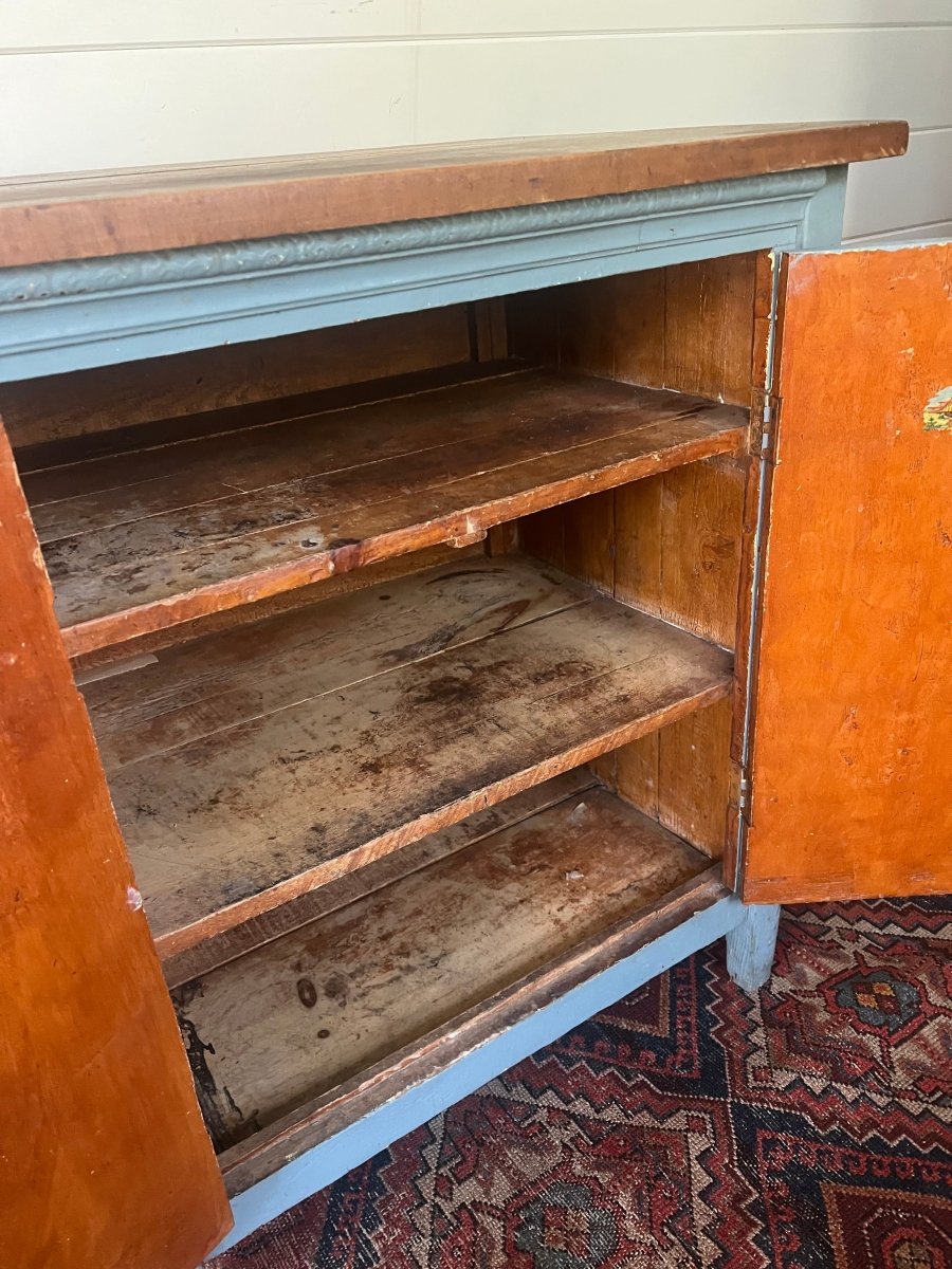 Antique Painted Blue Cabinet - Diamonds & Rust