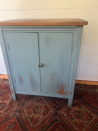 Antique Painted Blue Cabinet - Diamonds & Rust