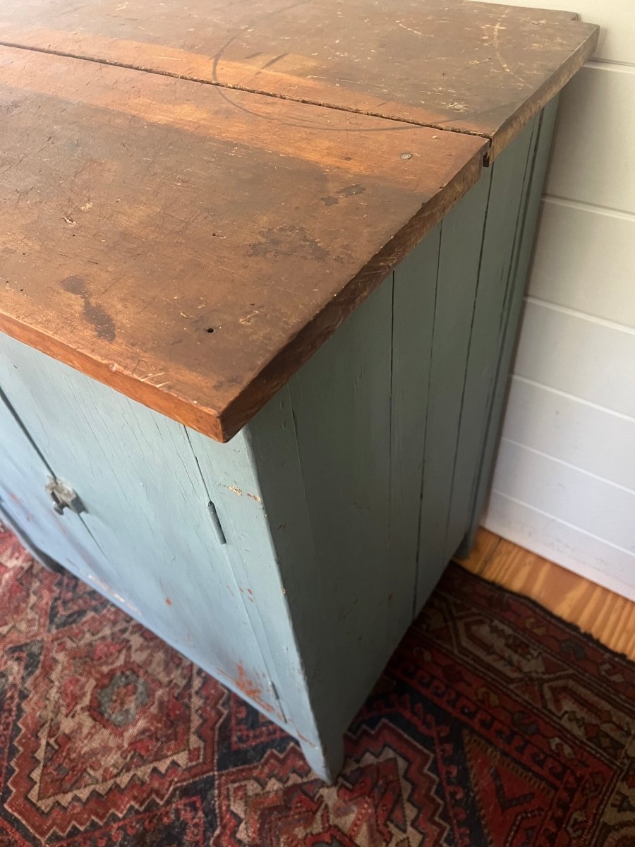 Antique Painted Blue Cabinet - Diamonds & Rust
