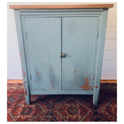 Antique Painted Blue Cabinet - Diamonds & Rust
