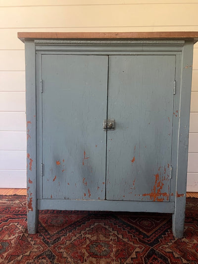 Antique Painted Blue Cabinet - Diamonds & Rust