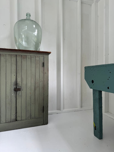 Antique Painted Olive Green Cabinet - Diamonds & Rust