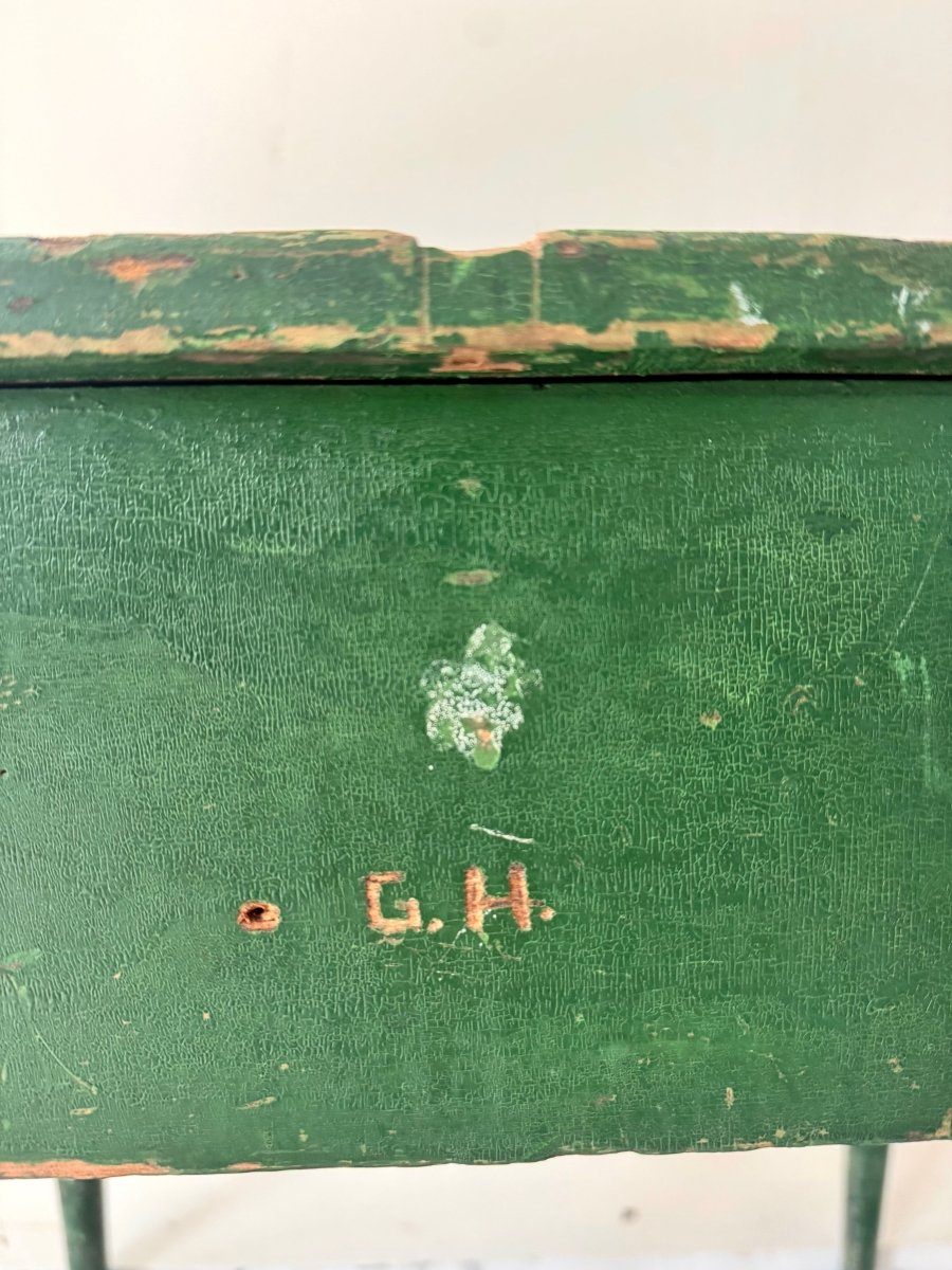 Antique Painted Side Table - Green - Diamonds & Rust