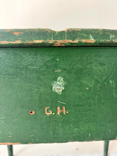 Antique Painted Side Table - Green - Diamonds & Rust