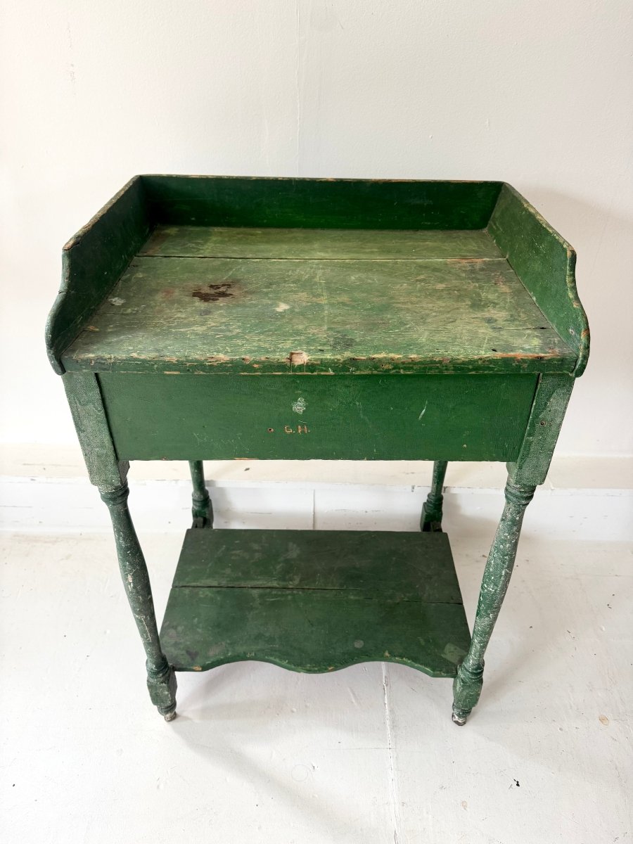 Antique Painted Side Table - Green - Diamonds & Rust