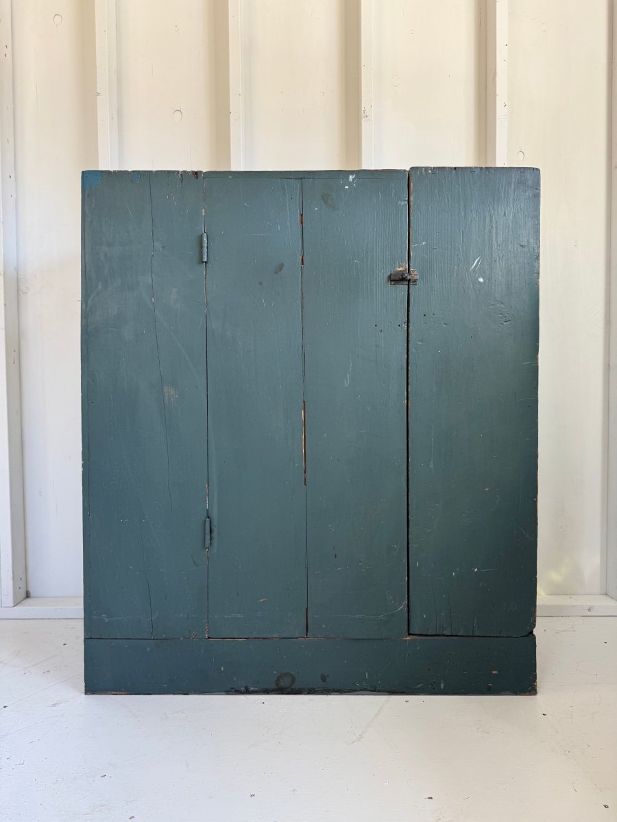 Antique Primitive Jelly Cabinet - Blue Paint - Diamonds & Rust