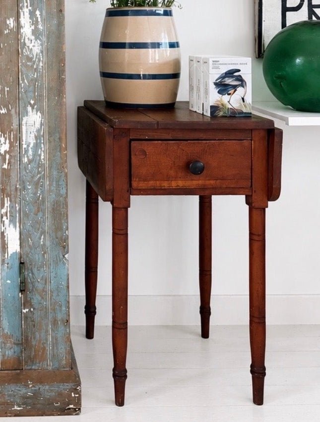 Antique Side Drop Leaf Table - Diamonds & Rust