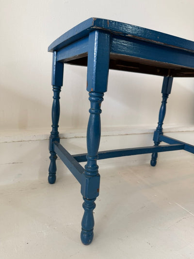 Antique Turned Legs - Painted Side Table - Diamonds & Rust