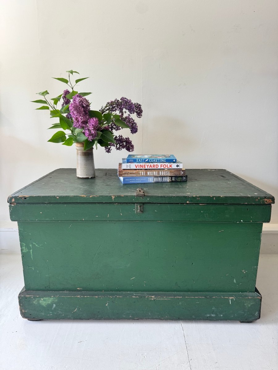 Antique Wood Blanket Chest - Green - Diamonds & Rust