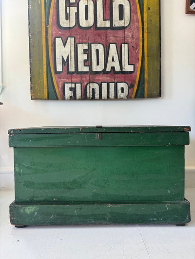Antique Wood Blanket Chest - Green - Diamonds & Rust