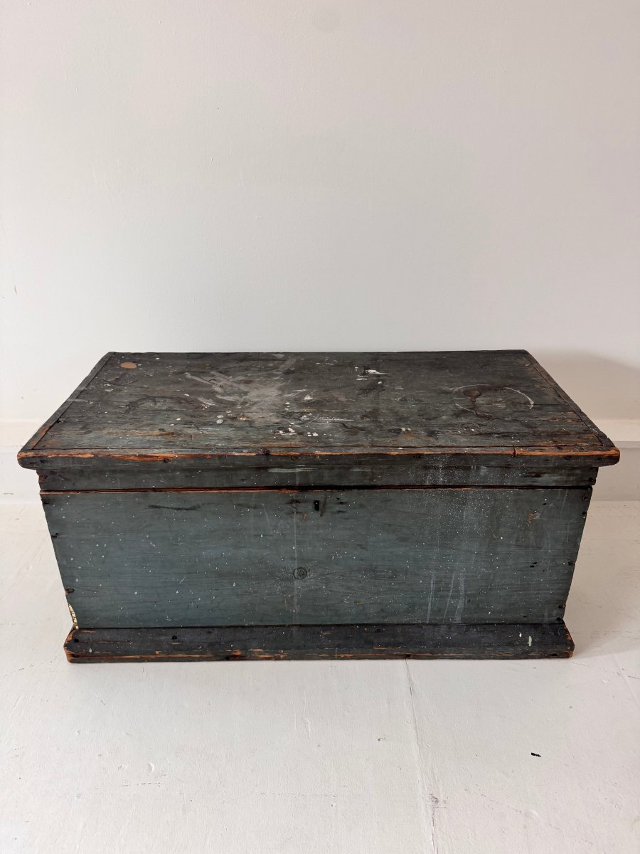 Antique Wood Blanket Chest - Sea Blue - Diamonds & Rust