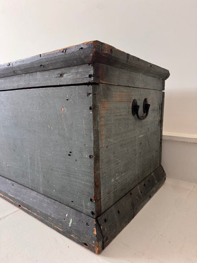 Antique Wood Blanket Chest - Sea Blue - Diamonds & Rust