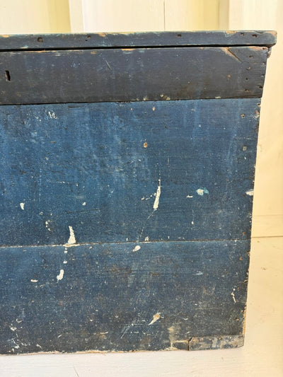 Antique Wood Chest - Marine Blue - Diamonds & Rust