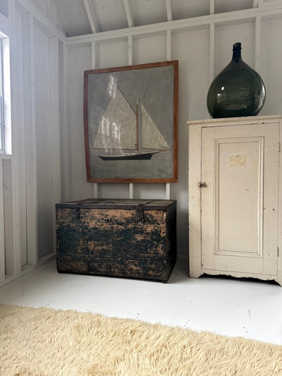 Antique Wood Chest - Metal Trim - Diamonds & Rust