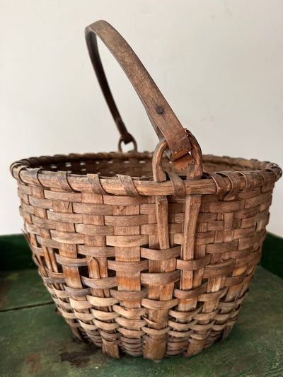 Antique Woven Basket - Diamonds & Rust