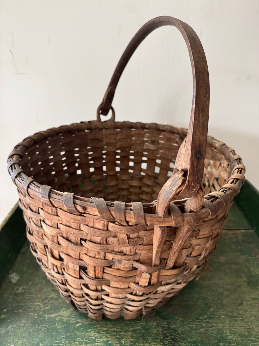Antique Woven Basket - Diamonds & Rust