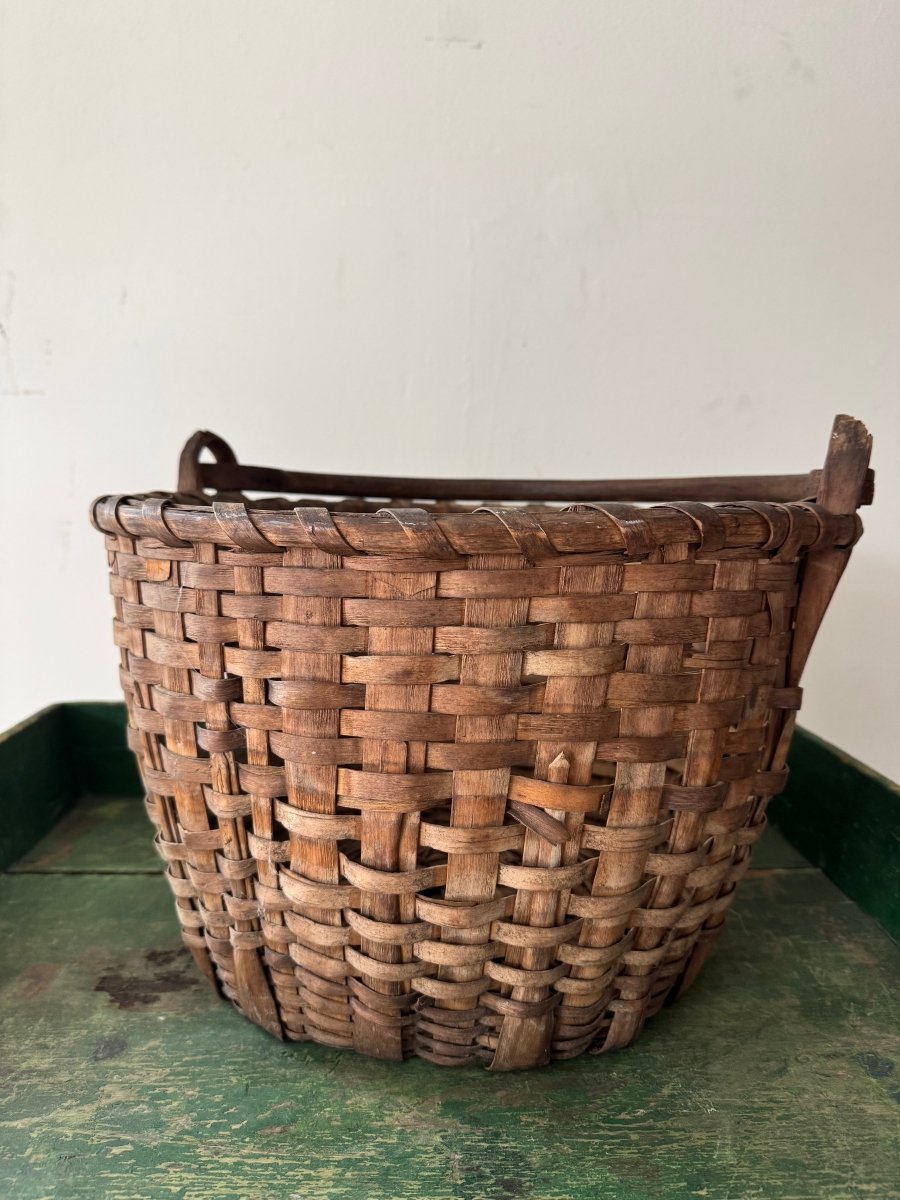 Antique Woven Basket - Diamonds & Rust