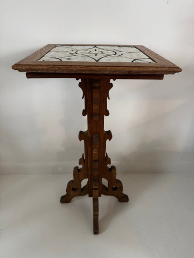 Arts + Crafts Ceramic Tile Top Side Table - Diamonds & Rust