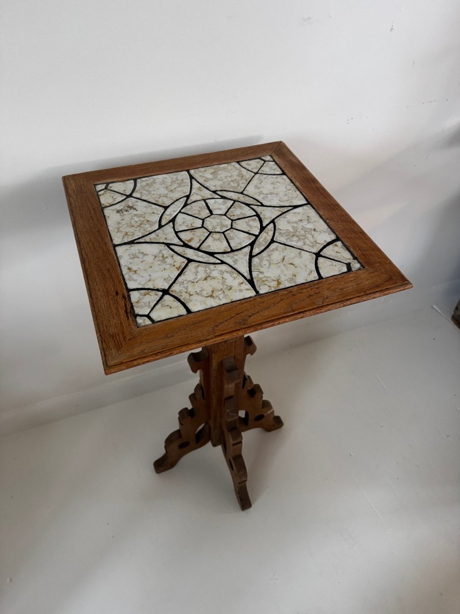 Arts + Crafts Ceramic Tile Top Side Table - Diamonds & Rust