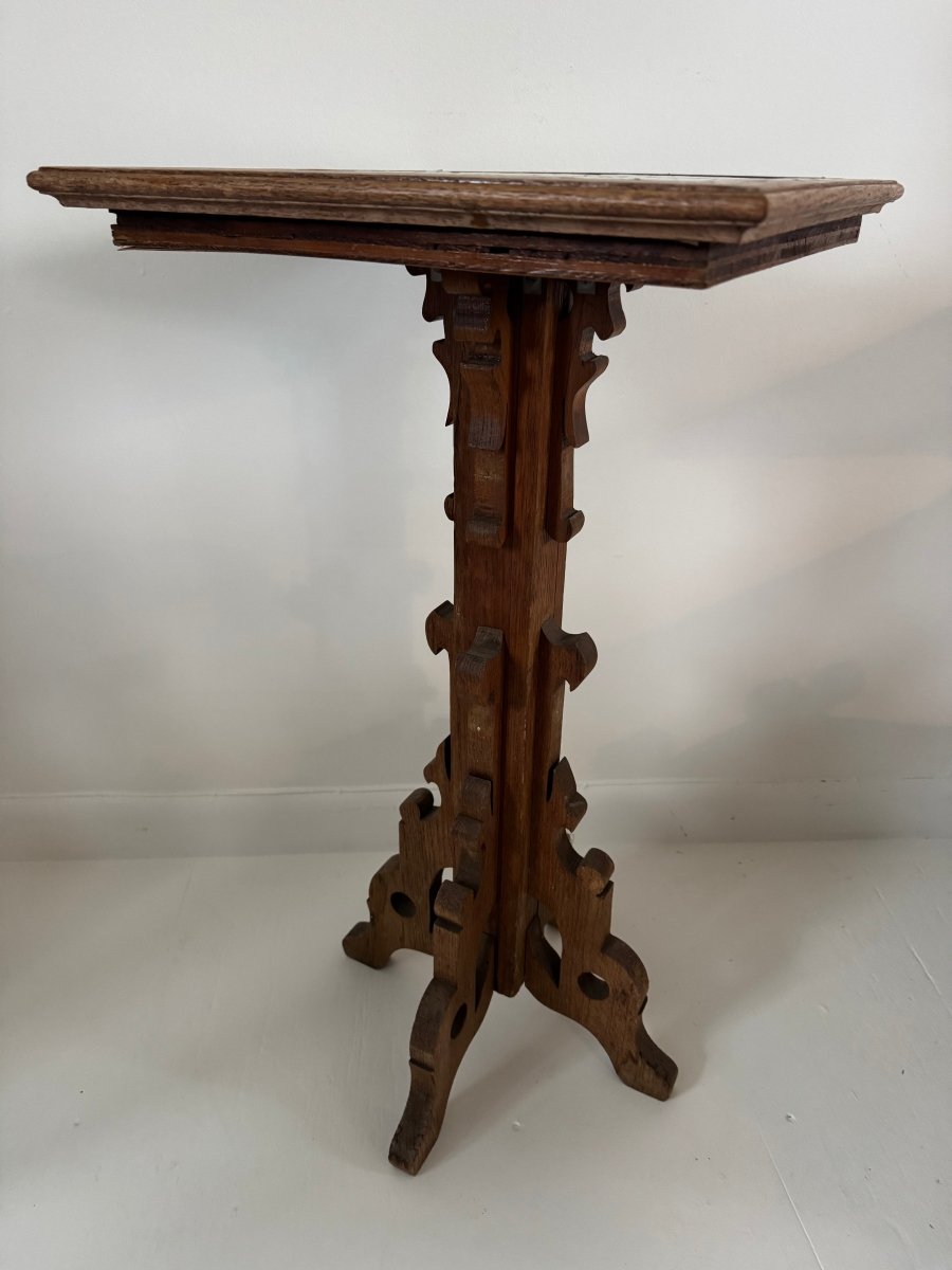 Arts + Crafts Ceramic Tile Top Side Table - Diamonds & Rust