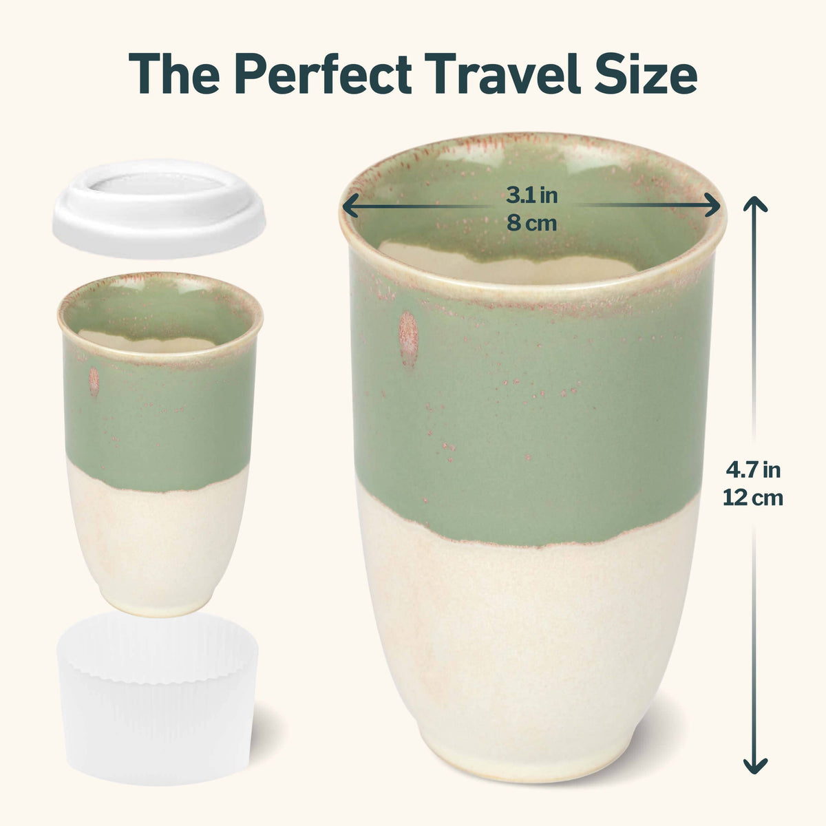 Sage Green Ceramic Travel Mug – 12oz Reusable Cup