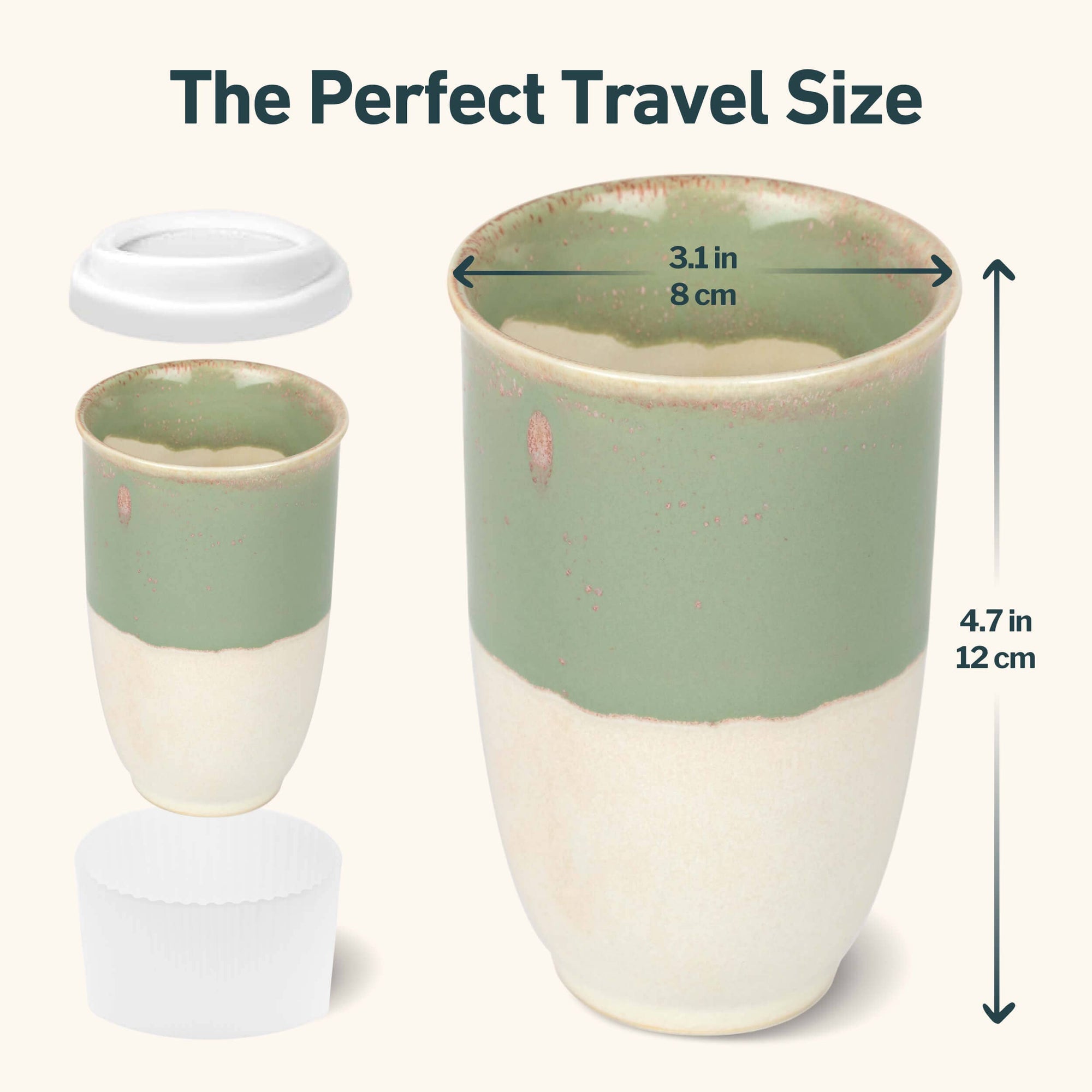 Sage Green Ceramic Travel Mug – 12oz Reusable Cup