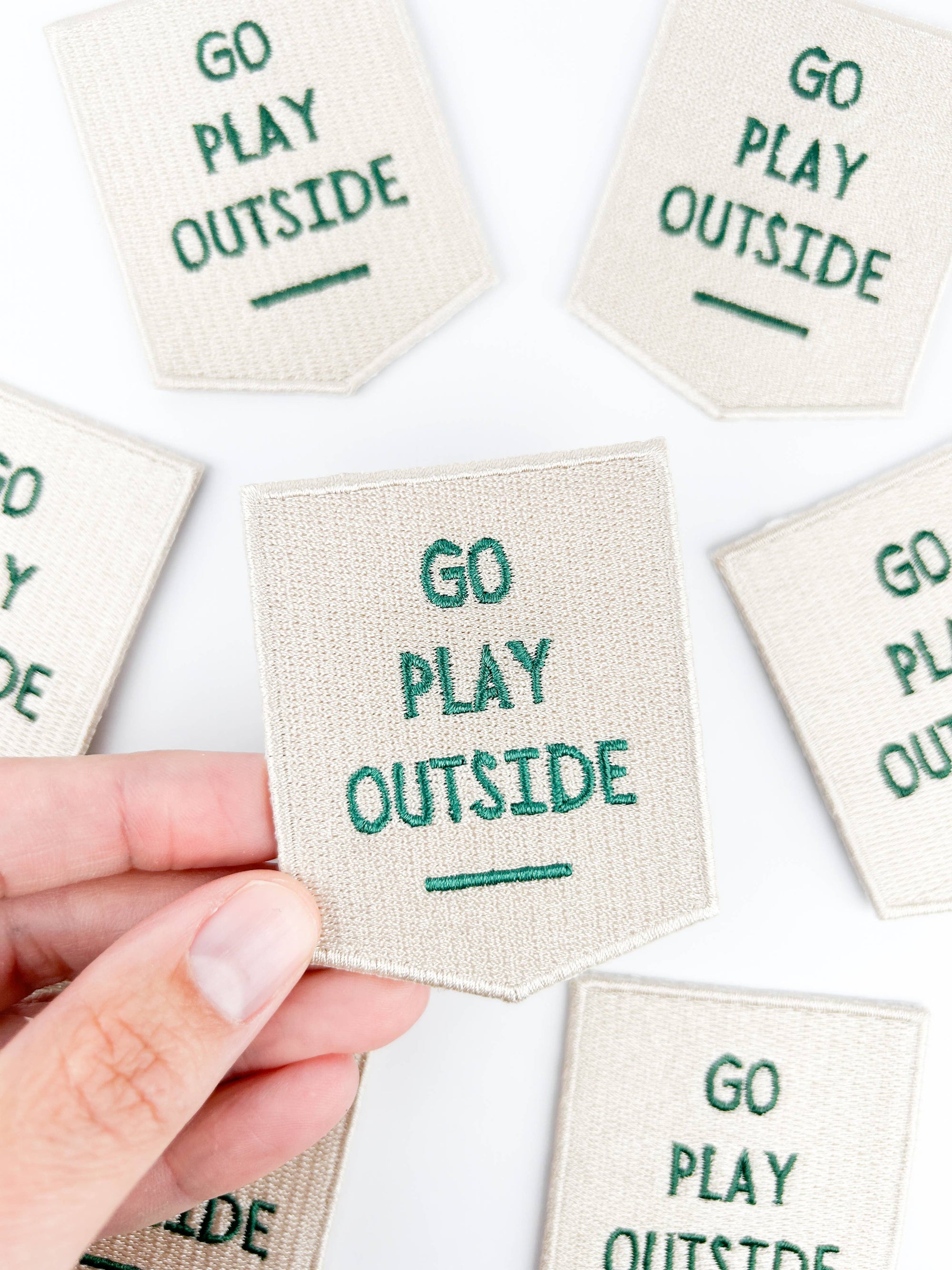 Go Play Outside Embroidered Iron-On Patch Outdoor Patch