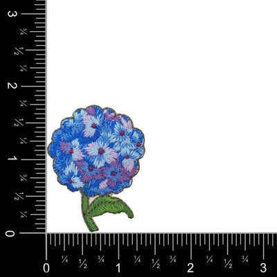 Blue Hydrangea Flowers Embroidered Iron on Patch - Diamonds & Rust