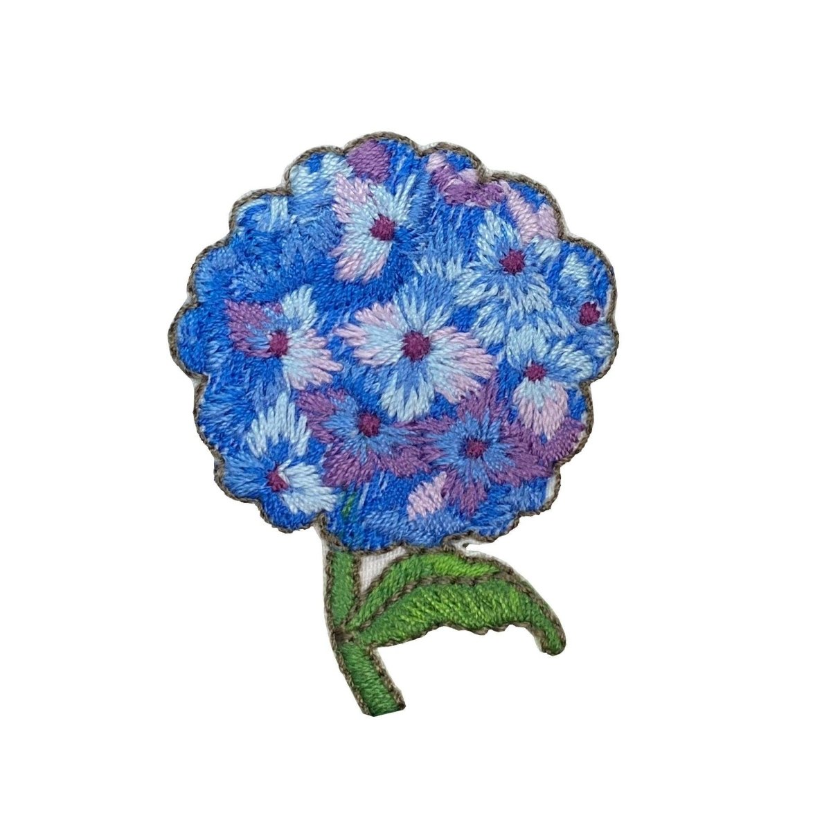 Blue Hydrangea Flowers Embroidered Iron on Patch - Diamonds & Rust
