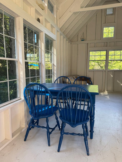 Blue Table + Chairs Set - Diamonds & Rust