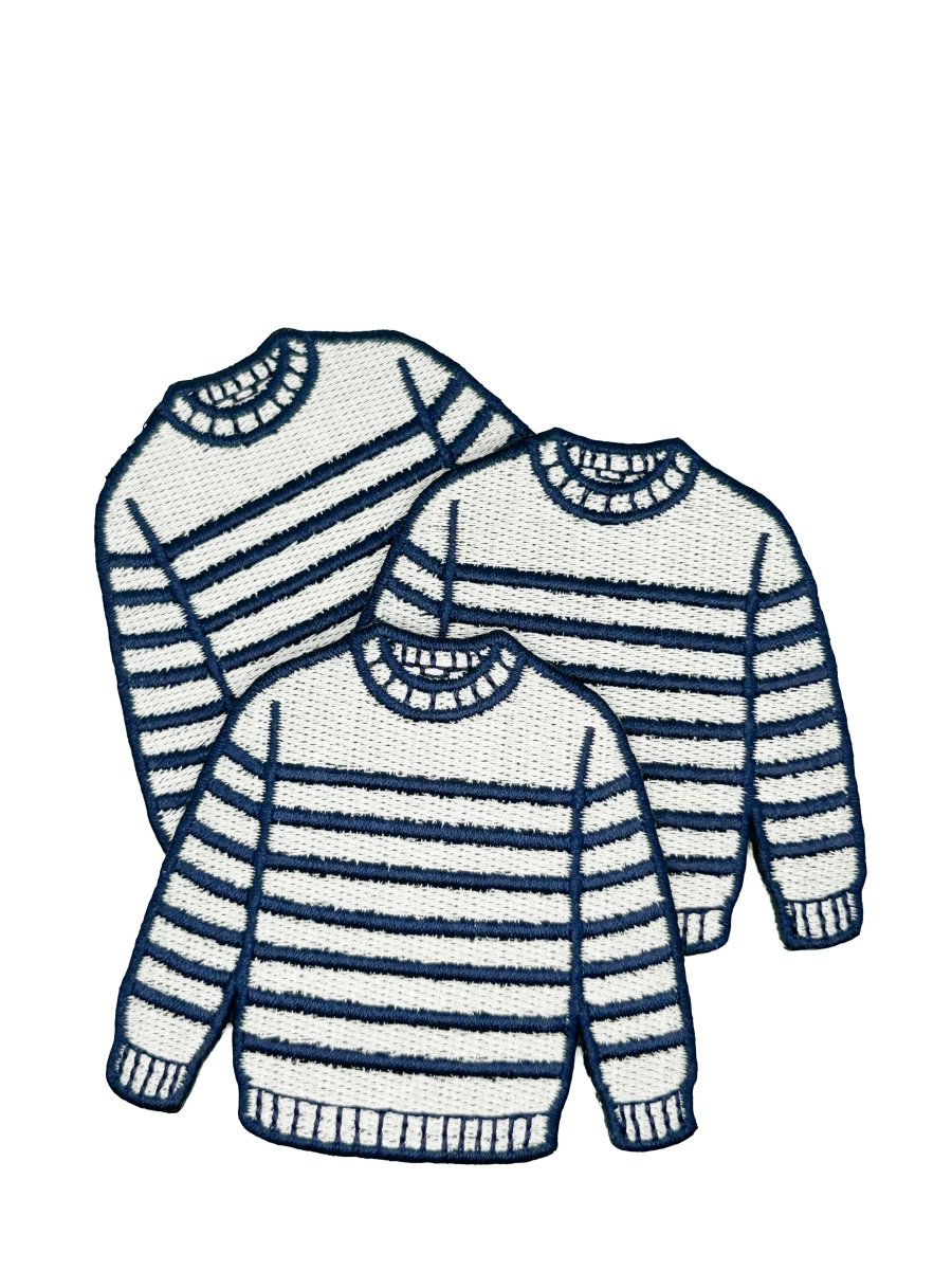 Breton Sweater Embroidered Patch Navy Cream Stripe Preppy - Diamonds & Rust
