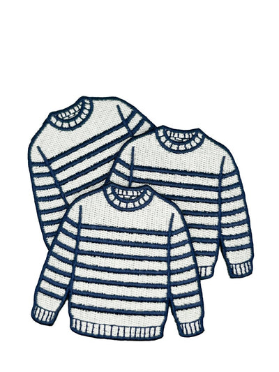 Breton Sweater Embroidered Patch Navy Cream Stripe Preppy - Diamonds & Rust
