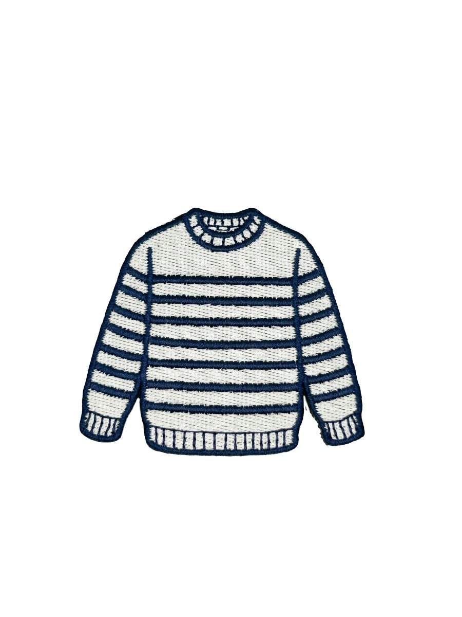 Breton Sweater Embroidered Patch Navy Cream Stripe Preppy - Diamonds & Rust