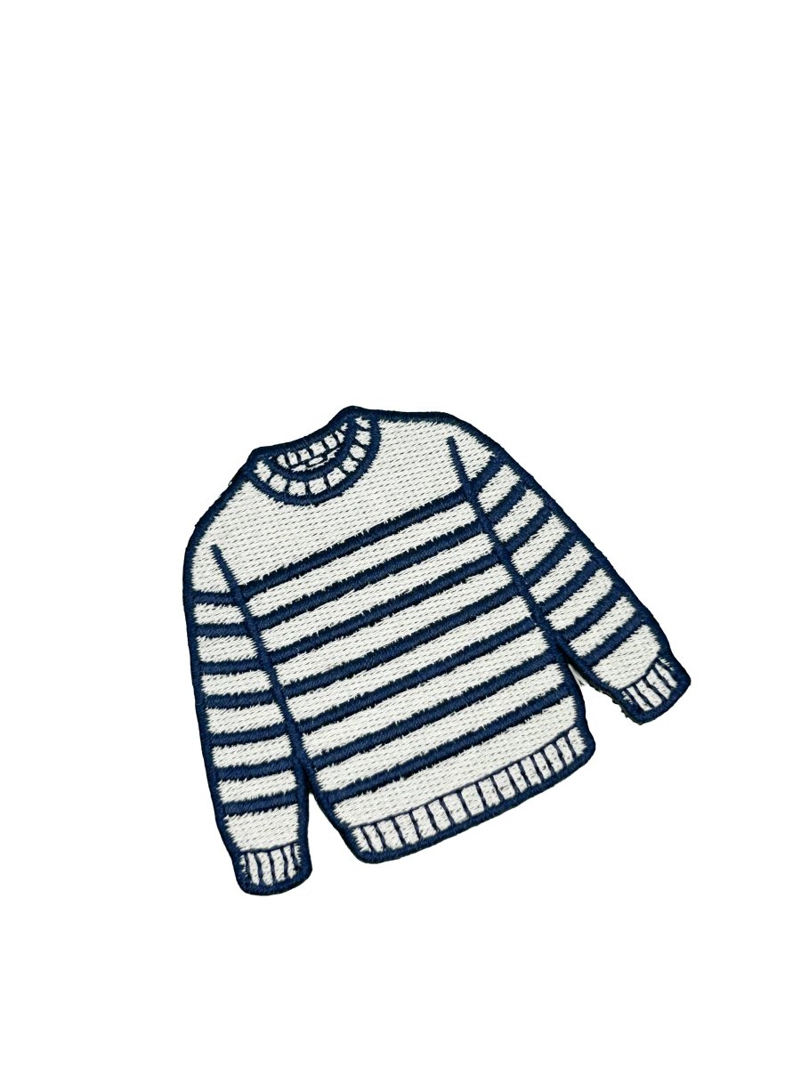 Breton Sweater Embroidered Patch Navy Cream Stripe Preppy - Diamonds & Rust
