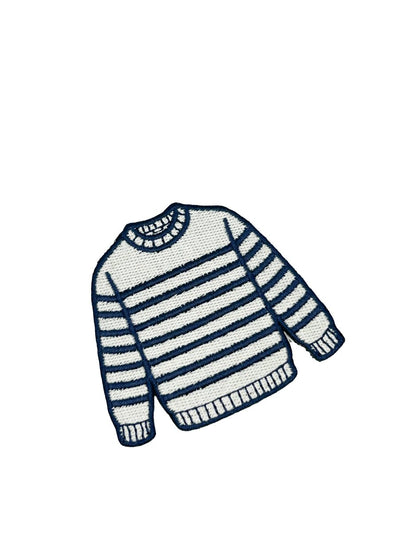 Breton Sweater Embroidered Patch Navy Cream Stripe Preppy - Diamonds & Rust