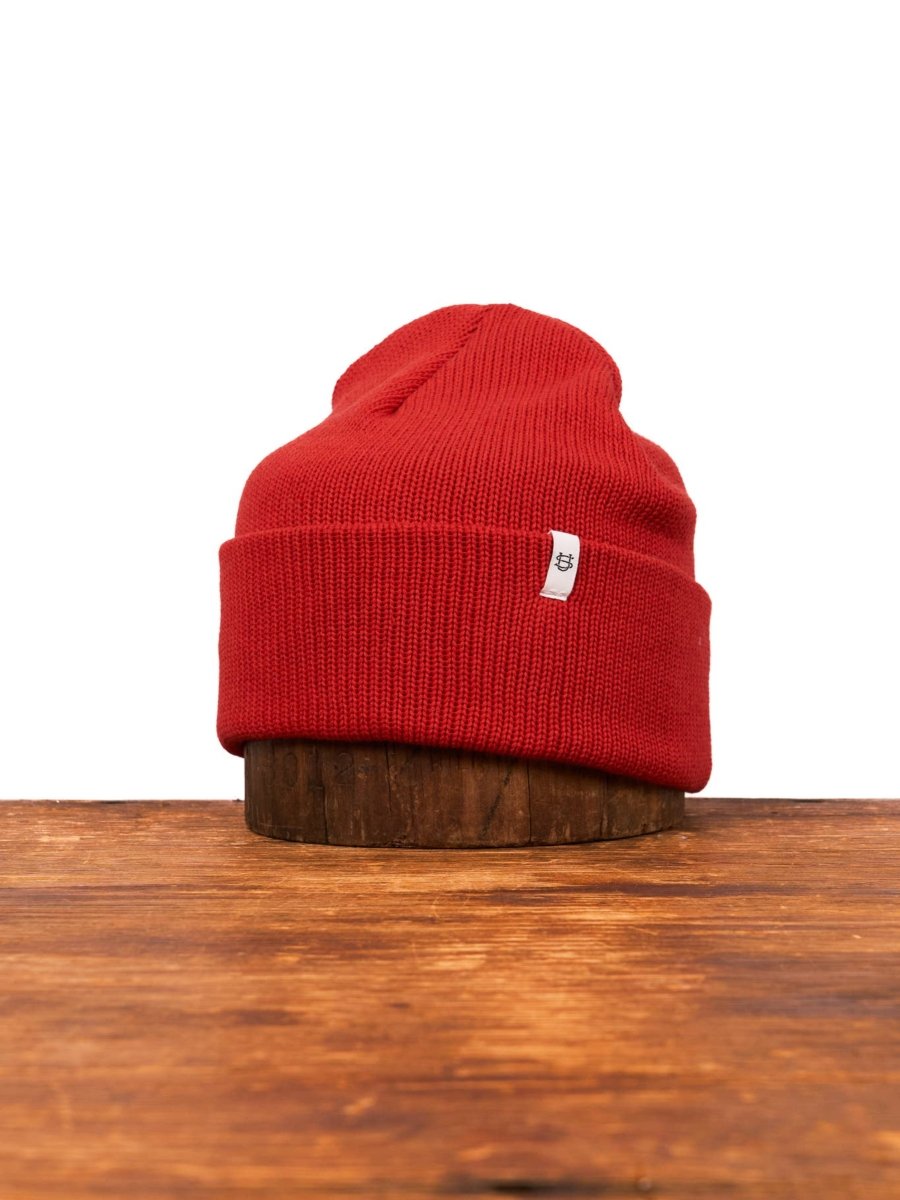 Cherry Red Upcycled Cotton Beanie - Diamonds & Rust