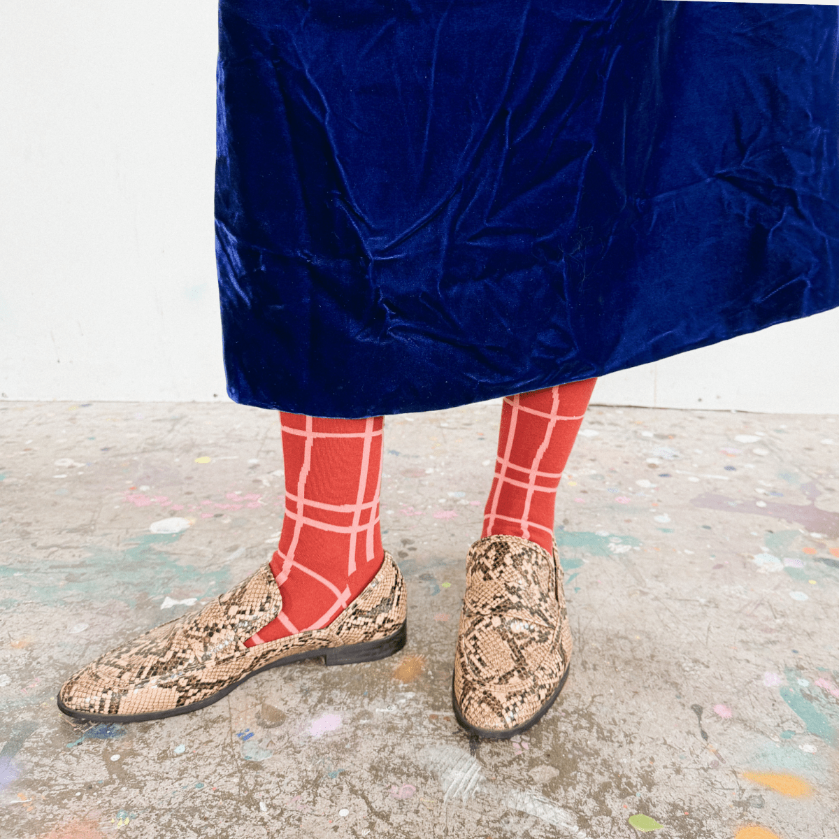 Crew Socks - Darby in Brick & Coral - Diamonds & Rust