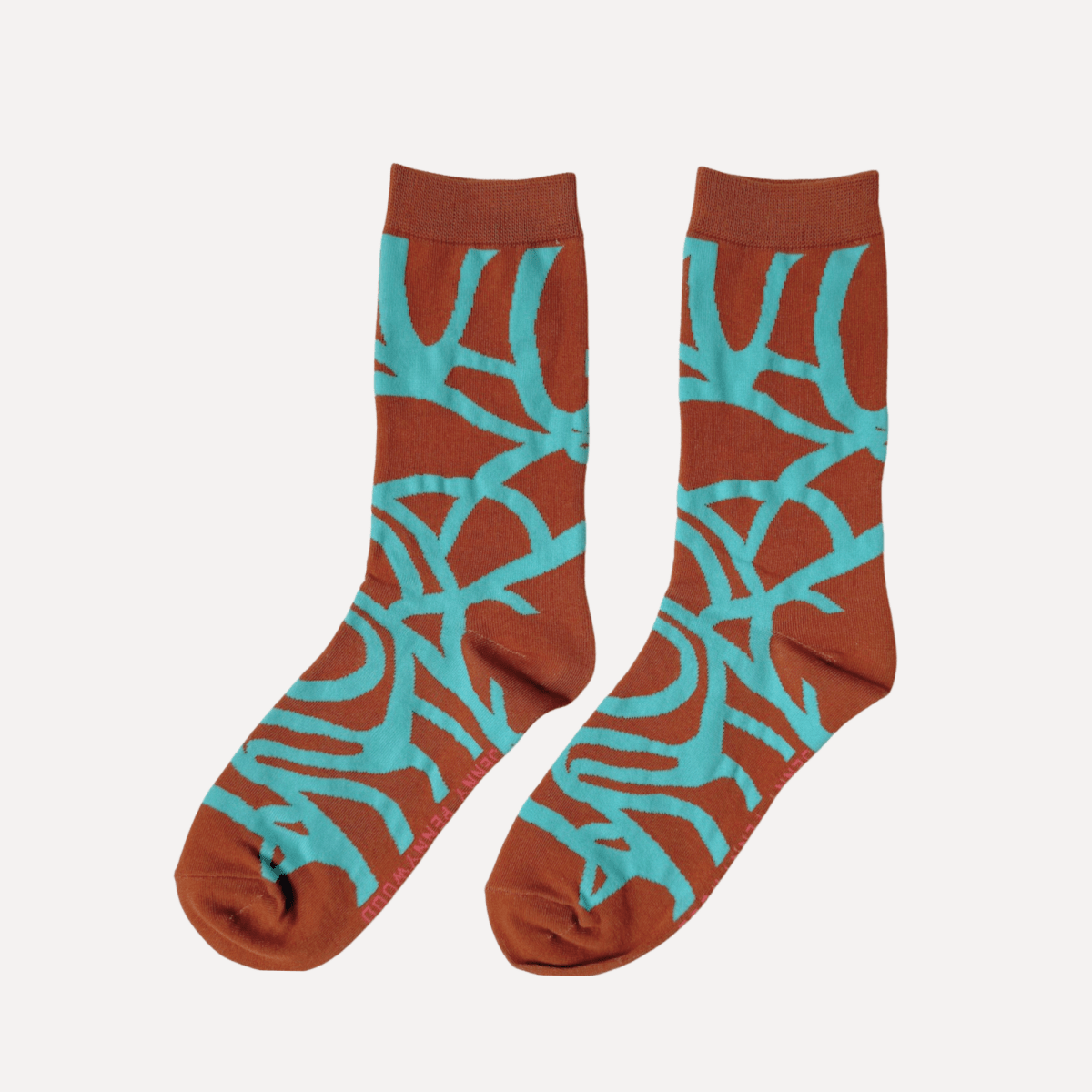 Crew Socks - River - Aquamarine & Carmel - Diamonds & Rust