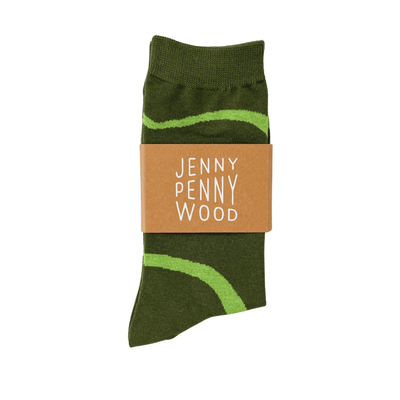 Crew Socks - Ziggy in Lime & Moss - Diamonds & Rust