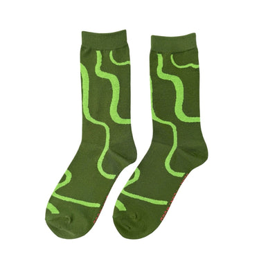 Crew Socks - Ziggy in Lime & Moss - Diamonds & Rust