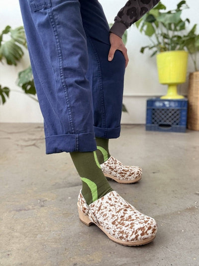 Crew Socks - Ziggy in Lime & Moss - Diamonds & Rust