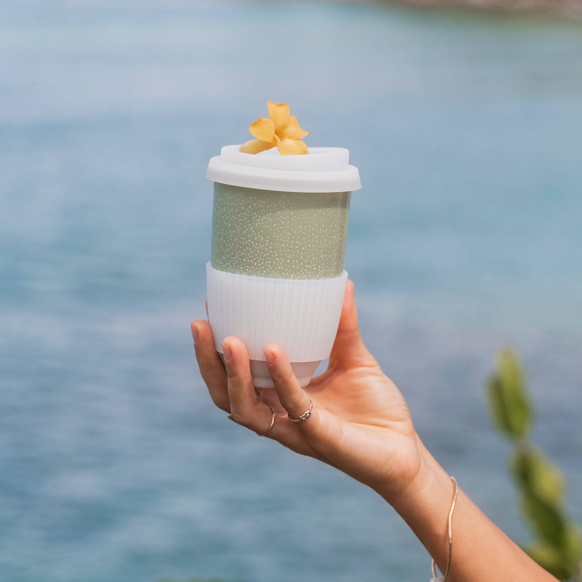 Sage Green Ceramic Travel Mug – 12oz Reusable Cup